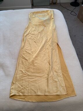 Vici Yellow Strapless Maxi Gown